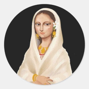 Sticker Rond Portrait de femme élégante Illustration d'art cu