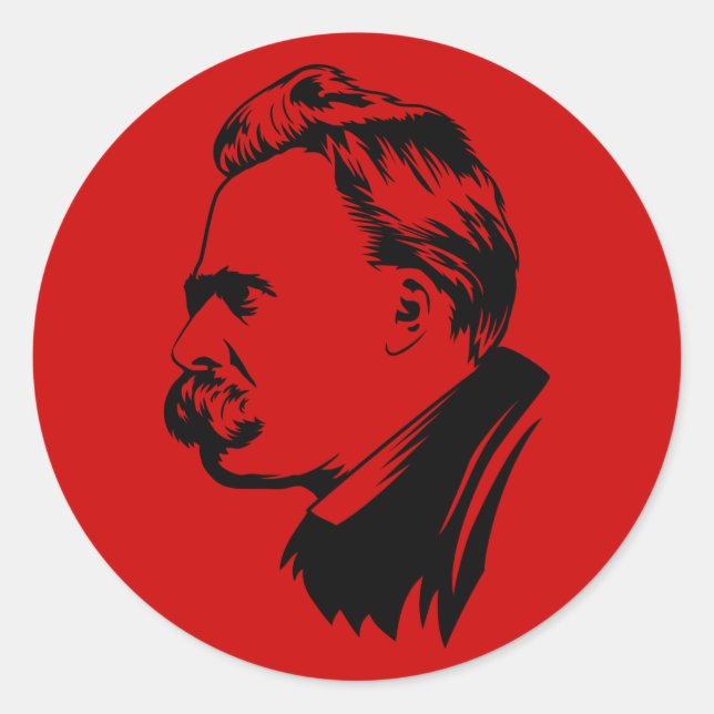Sticker Rond Portrait de Frederich Nietzsche (Devant)