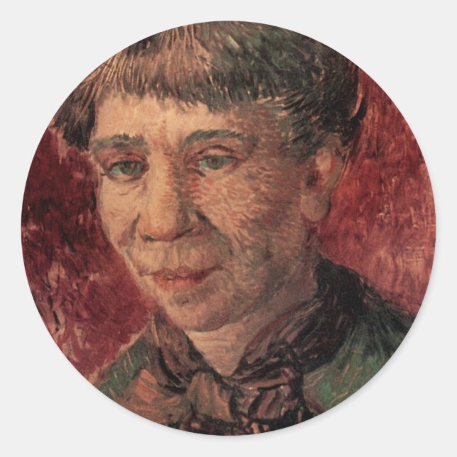 Sticker Rond Portrait de la femme Madame Tanguy, Vincent van Go (Devant)