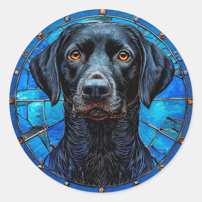 Sticker Rond Portrait de Labrador noir 🐾 Art élégant pour amat (Devant)