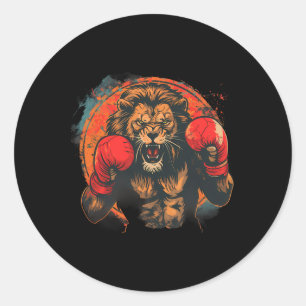 Sticker Rond Portrait de lion de boxe motif faune amateur de ki