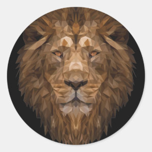 Sticker Rond Portrait de lion géométrique