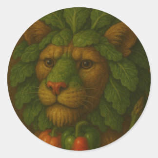 Sticker Rond Portrait de Lion Renaissance