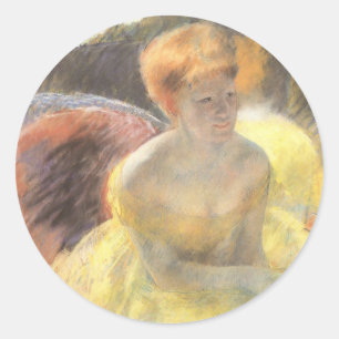 Sticker Rond Portrait de Lydia au théâtre par Mary Cassatt
