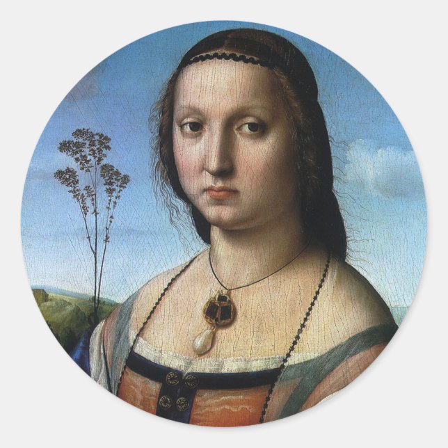 Sticker Rond Portrait de Maddalena Doni par Raphael Sanzio (Devant)
