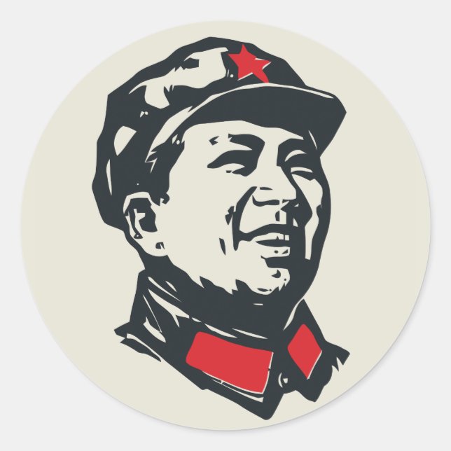 Sticker Rond Portrait de Mao de Président (Devant)