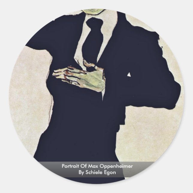 Sticker Rond Portrait De Max Oppenheimer Par Schiele Egon (Devant)