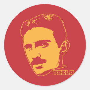 Sticker Rond Portrait de Nikola Tesla