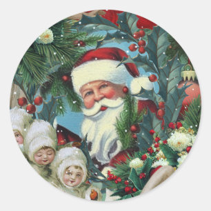 Sticker Rond Portrait de Noël victorien