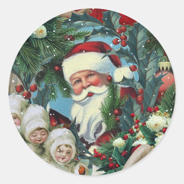 Sticker Rond Portrait de Noël victorien (Devant)