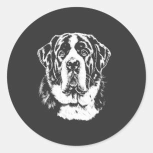Sticker Rond Portrait de Saint-Bernard tenue minimaliste