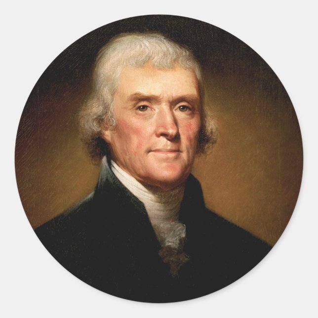Sticker Rond Portrait de Thomas Jefferson par Rembrandt Peale (Devant)