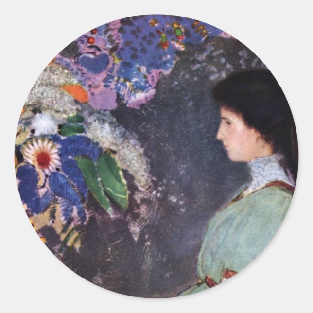 Sticker Rond Portrait De Violette Heymann Par Odilon Redon (Devant)