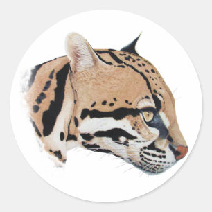 Sticker Rond Portrait d'Ocelot