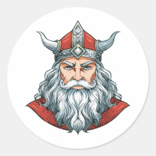 Sticker Rond Portrait du dieu Odin