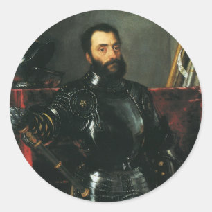 Sticker Rond Portrait du duc d'Urbino par Titien