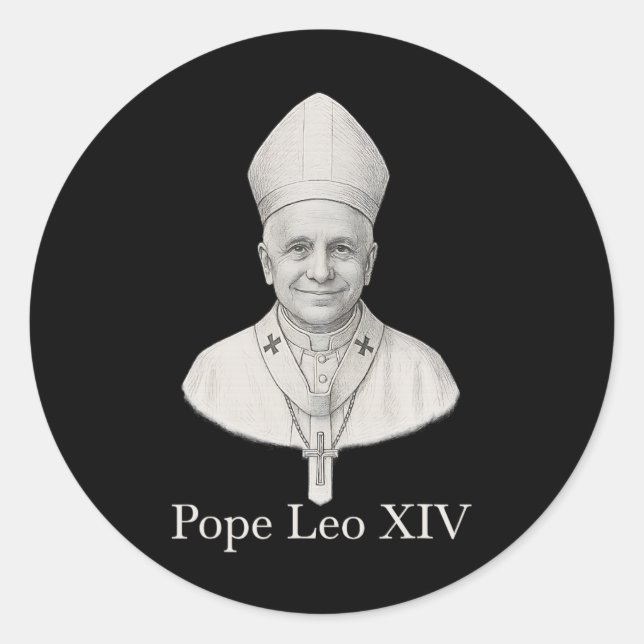 Sticker Rond Portrait du Pape Leo Xiv (Devant)