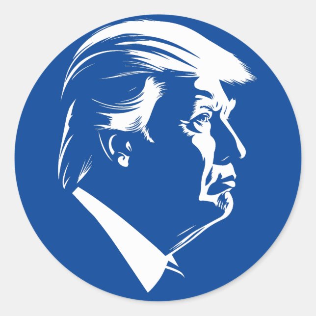 Sticker Rond Portrait du profil Donald Trump (Devant)