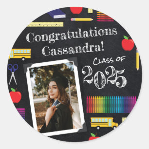 Sticker Rond Portrait du tableau de bord de l'enseignement