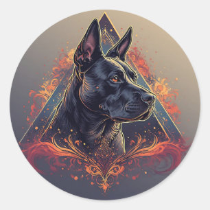 Sticker Rond Portrait élégant de chien noir