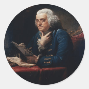 Sticker Rond Portrait en miniature, Benjamin Franklin Père fond