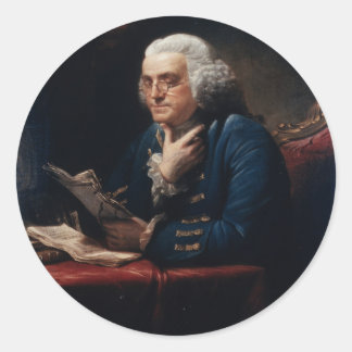 Sticker Rond Portrait en miniature, Benjamin Franklin Père fond