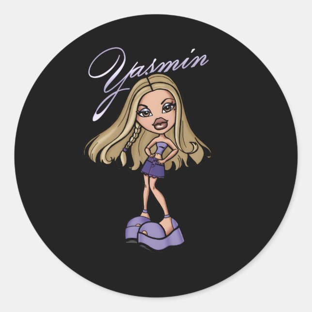 Sticker Rond Portrait floral Bratz Yasmin (Devant)