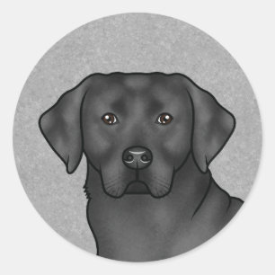 Sticker Rond Portrait mignon de Labrador Retriever noir sur fon