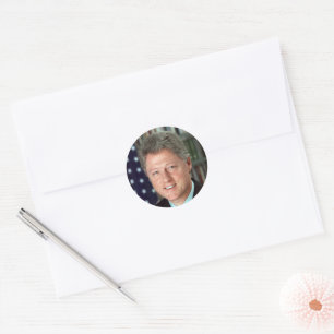 Sticker Rond Portrait officiel du président Bill Clinton