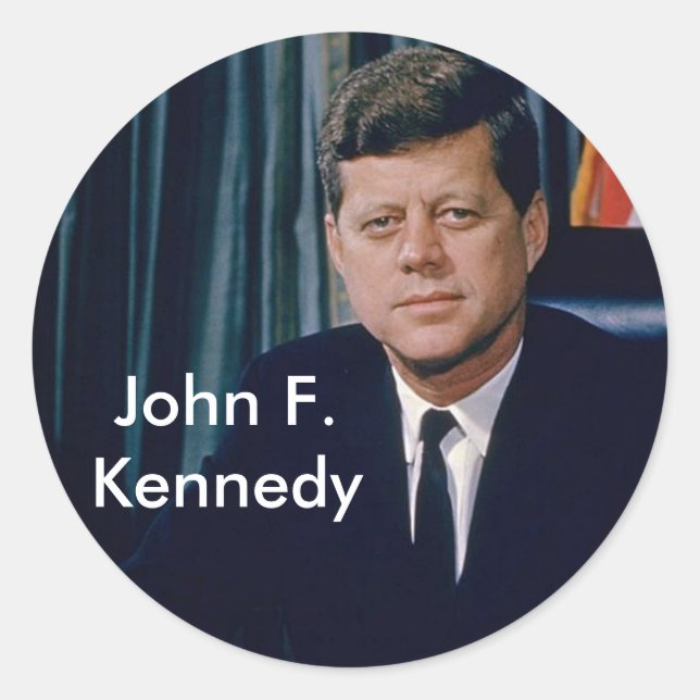 Sticker Rond Portrait officiel JFK du domaine public (Devant)