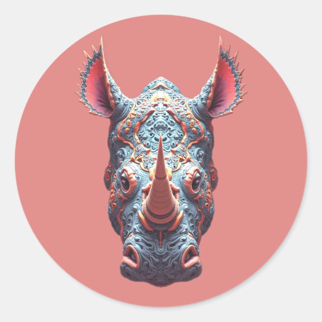 Sticker Rond Portrait Orné de Rhono - Masque d'Esprit Psychédél (Devant)