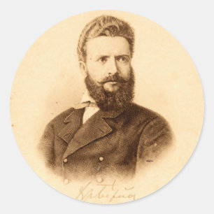 Sticker Rond Portrait vintage de Hristo Botev, patriote bulgare