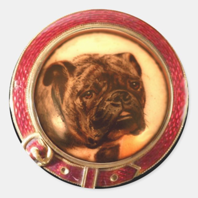 STICKER ROND PORTRAITS DE CHIEN DE MINIATURE VICTORIENNE (Devant)
