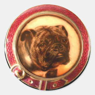 STICKER ROND PORTRAITS DE CHIEN DE MINIATURE VICTORIENNE