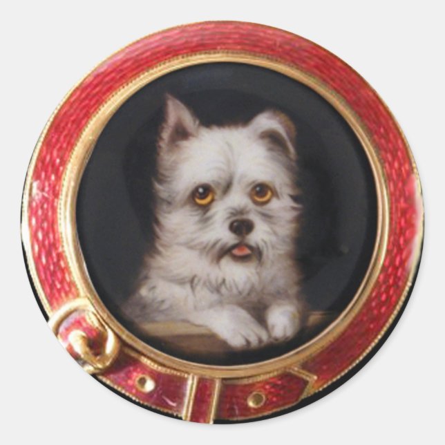 STICKER ROND PORTRAITS DE CHIEN MINIATURE WEST HIGHLAND TERRIER (Devant)