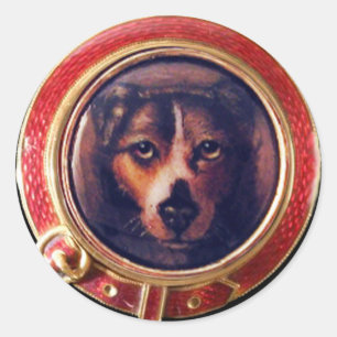 STICKER ROND PORTRAITS DE CHIEN VICTORIEN MINIATURE