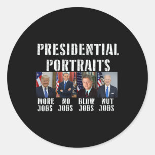 Sticker Rond Portraits présidentiels de l'Humour Trump Obama Bi