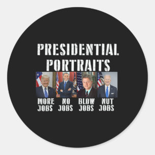 Sticker Rond Portraits Trump Plus d'emplois Obama Pas d'emplois