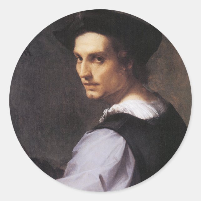 Sticker Rond Portriat d'un jeune homme (Devant)