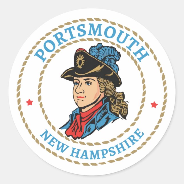 Sticker Rond Portsmouth New Hampshire Colonial (Devant)