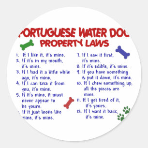 Sticker Rond PORTUGAIS WATER DOG, propriété Lois 2
