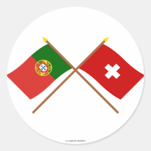 Sticker Rond Portugal et Suisse Drapeaux croisés