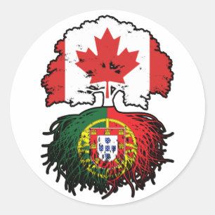 Sticker Rond Portugal Portuguese Canadian Canada Tree Roots