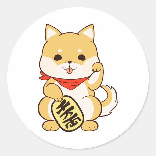 Sticker Rond Pose Chat Shiba Inu Lucky (Devant)