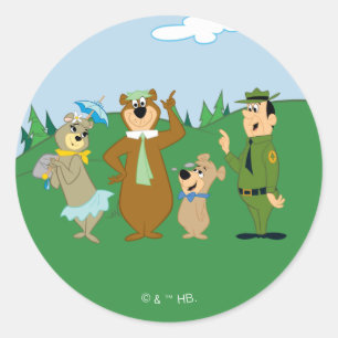 Sticker Rond Pose classique Yogi Bear and Friends