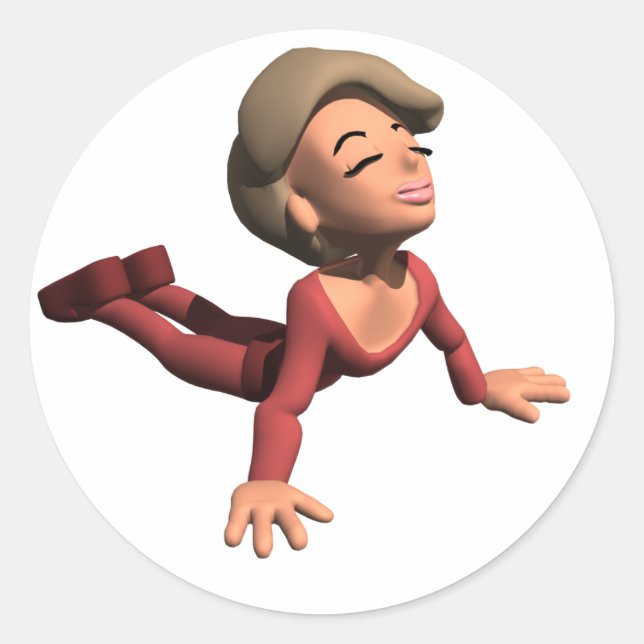 Sticker Rond Pose de Yoga de Chien Haut (Devant)