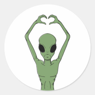 Sticker Rond Pose du cœur extraterrestre