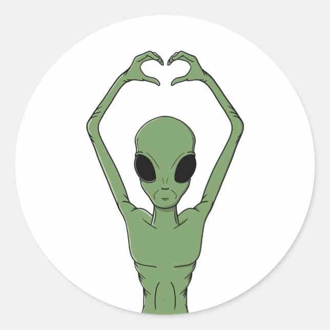 Sticker Rond Pose du cœur extraterrestre (Devant)