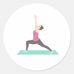 Sticker Rond Pose du guerrier de Yoga
