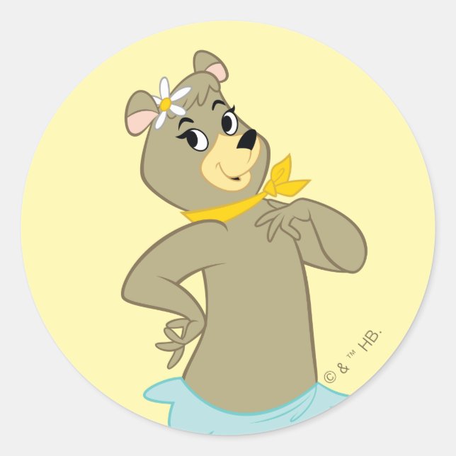 Sticker Rond Pose Joueuse de Cindy Bear (Devant)